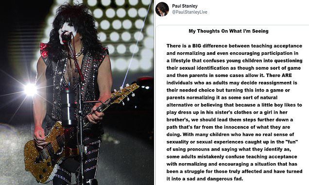 Kiss co-founder Paul Stanley, 71, slams parents who 'confuse' their children about gender identity