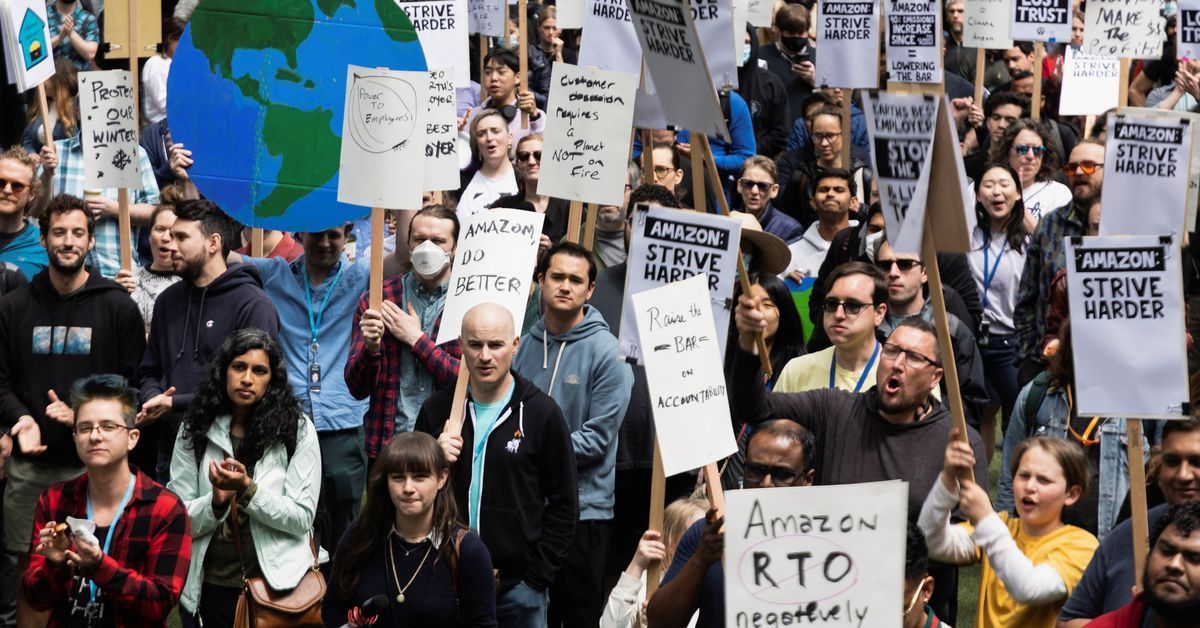 Some Amazon employees walk out in Seattle to protest climate, office policies