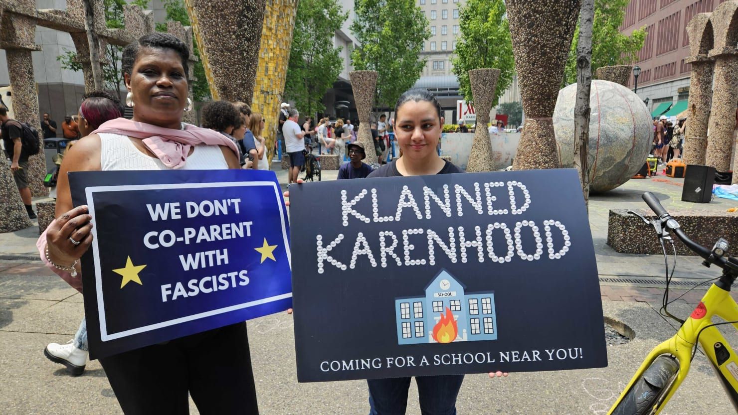 Protesters Blast Moms For Liberty Summit in Philadelphia as ‘Fascists,’ ‘Klanned Karenhood’