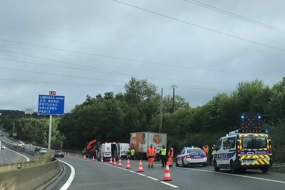 Autoroute A 20 : trafic très perturbé ce mardi à l'entrée de Limoges après un accident de poids lourd