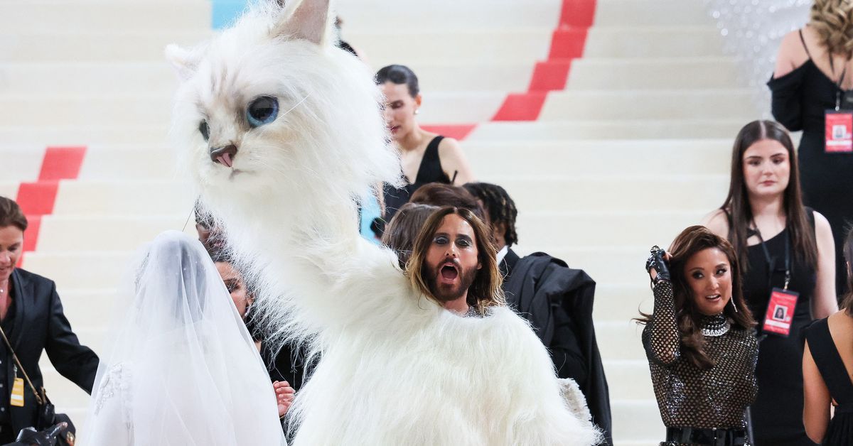 Jared Leto wears giant 'Choupette' costume to Met Gala