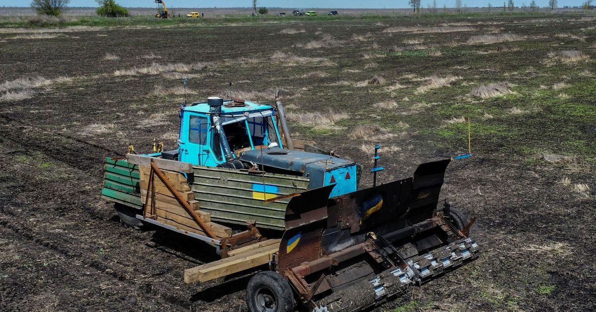 Ukrainian farmer comes up with novel way to demine his fields