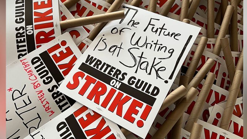 Film and TV writers go on strike, bringing production on many shows to a halt