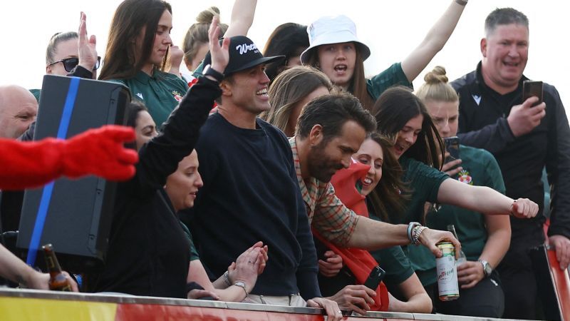 Wrexham: Ryan Reynolds and Rob McElhenney enjoy club's open-top bus parade