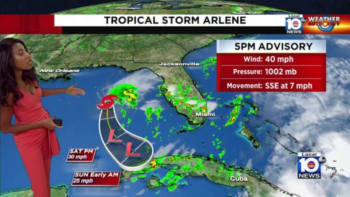 Tropical Storm Arlene to weaken, cause more storms Saturday