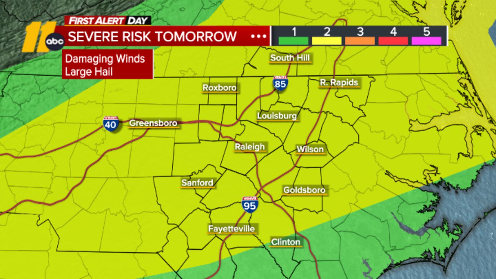 Level 2 severe weather risk, high temperatures expected Monday