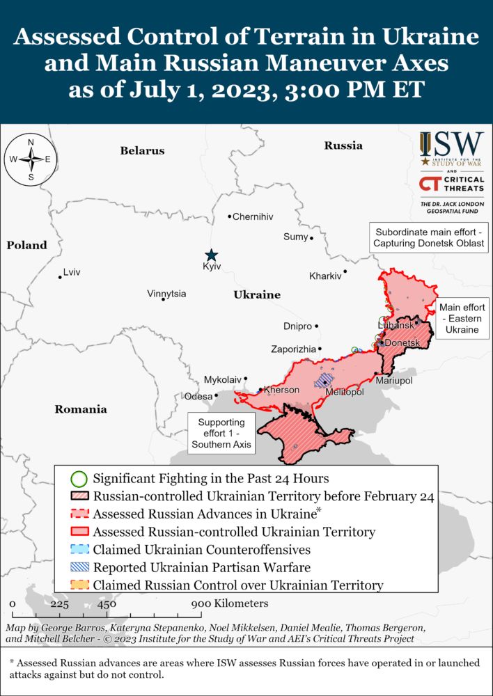 Ukraine conducted offensive operations in four directions on July 1, Russians sources claim - ISW