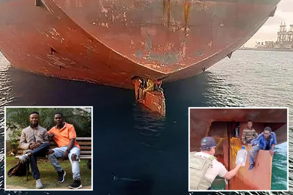 Nigerian stowaways who survived 14-day trip seen on ship rudder