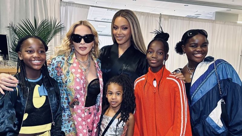 Madonna and Beyoncé pose with some of their daughters at 'Renaissance' concert