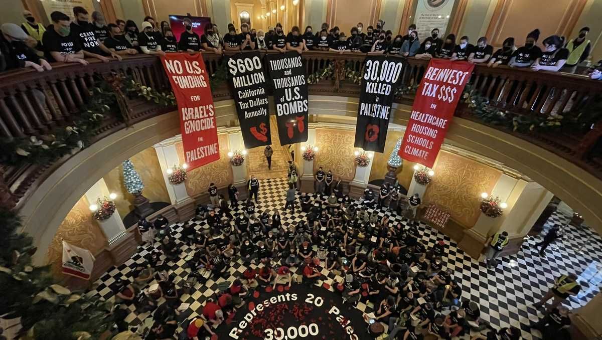 Pro-Palestine demonstrators halt proceedings at California Assembly