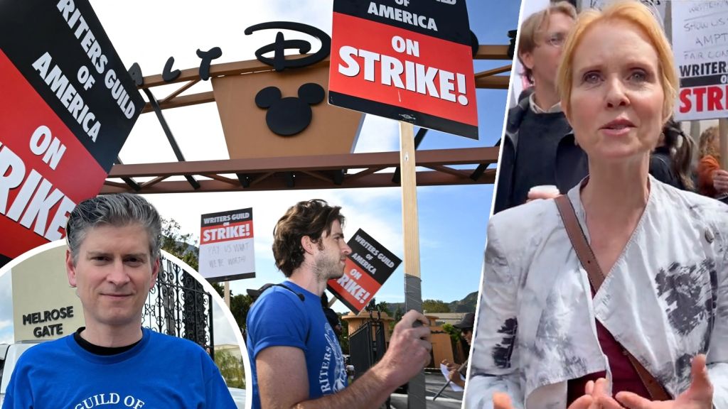 Writers Strike Picket Lines Day 2: Bowen Yang, Krista Vernoff, Michael Schur, Cynthia Nixon