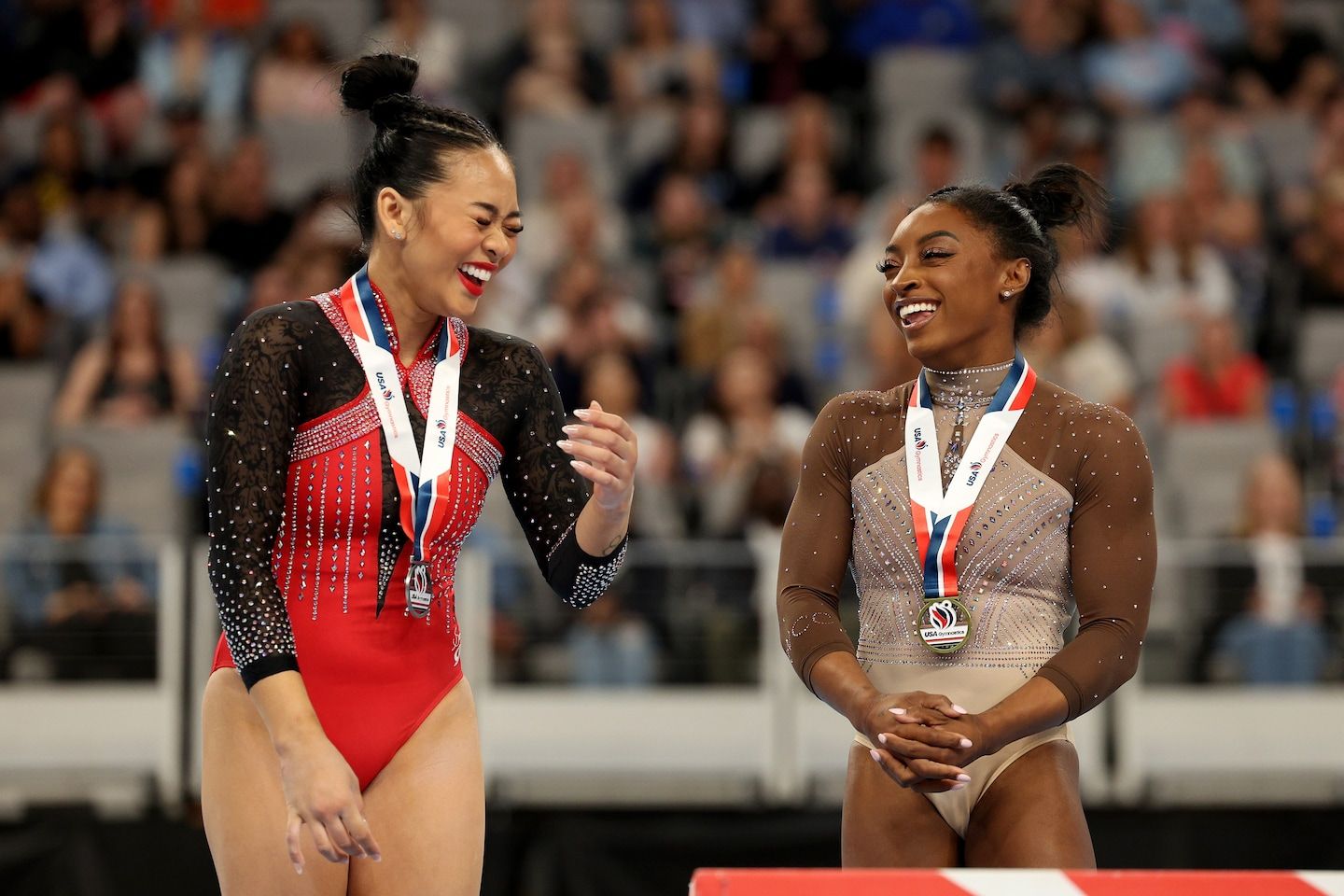 Sunisa Lee’s vault went awry. Simone Biles stepped in to help.