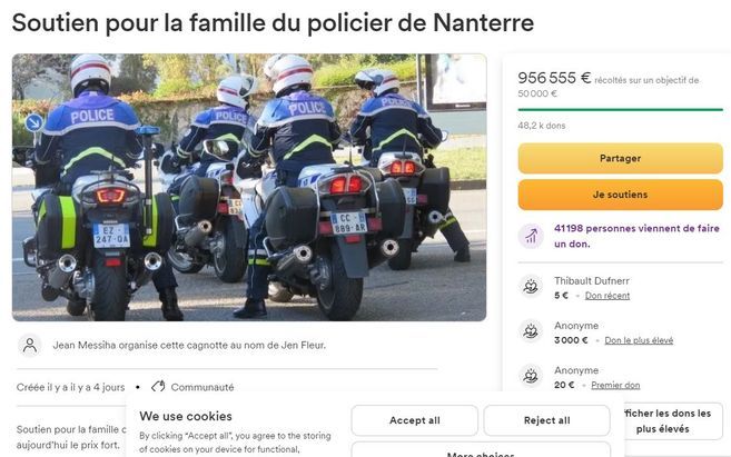 Mort de Nahel : la cagnotte polémique en soutien à la famille du policier a dépassé le million d'euros