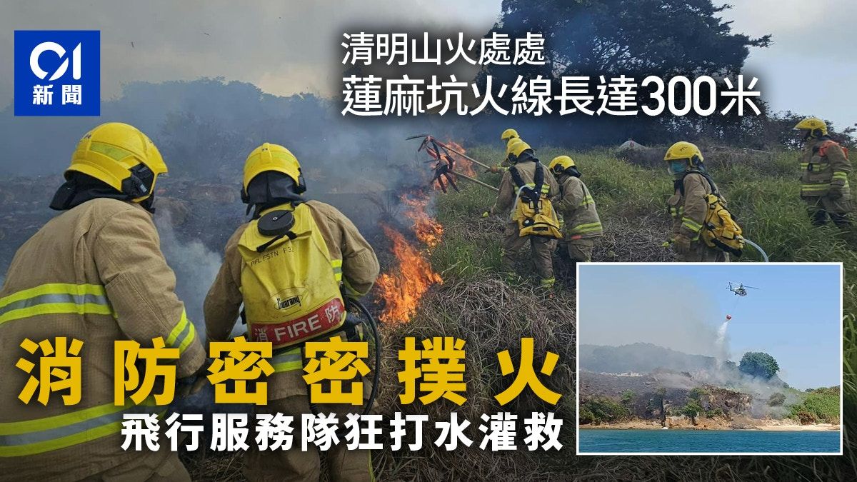 清明節︱新界北被山火攻陷 8人一度被困高埔村 消防GFS疲於撲救