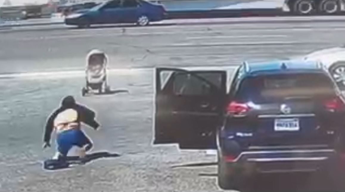 VIDEO: Man saves baby in runaway stroller headed for busy Hesperia street