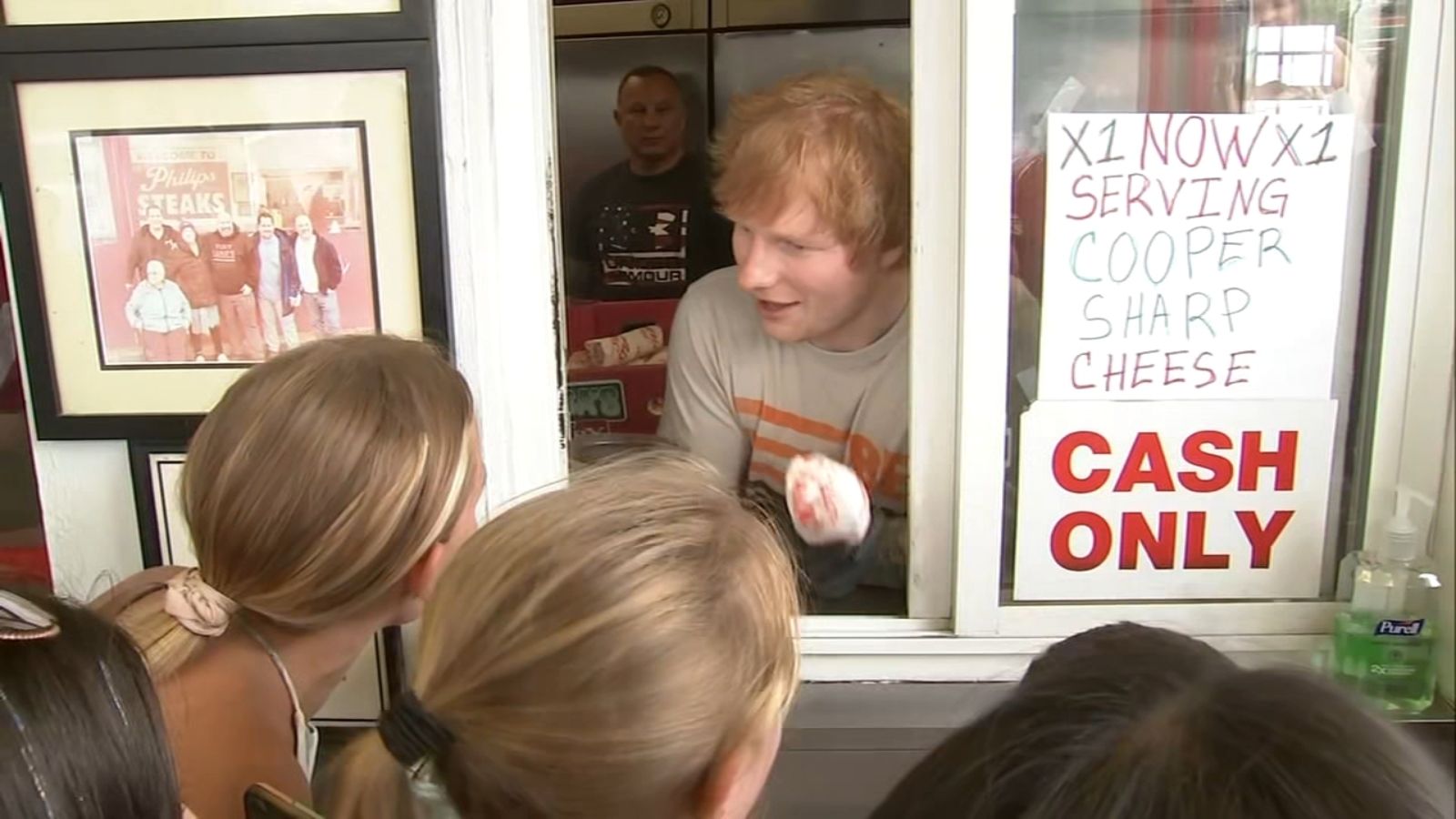 Singer Ed Sheeran surprises Philadelphia fans with pop-up cheesesteak giveaway