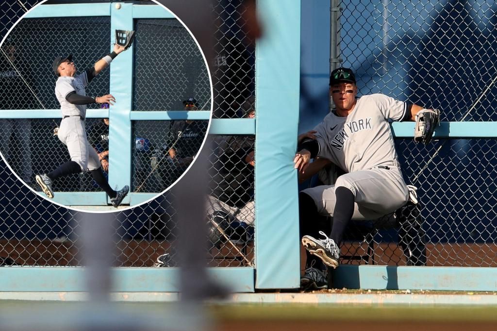 Yankees' Aaron Judge sits out after wall-breaking catch