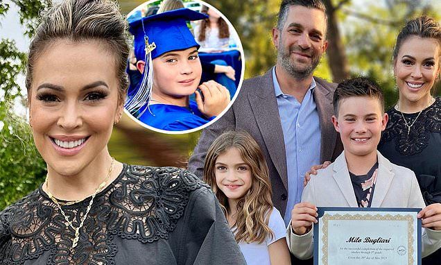 Alyssa Milano gets 'emotional' as her son Milo, 12, graduates from elementary school