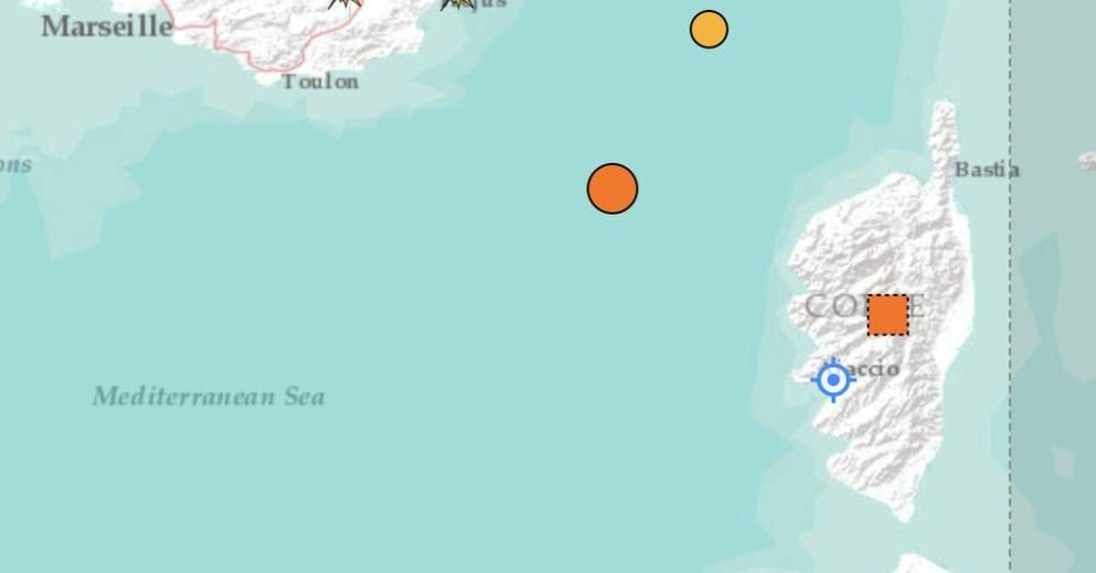 Un séisme de magnitude 1,9 enregistré au large de la Corse