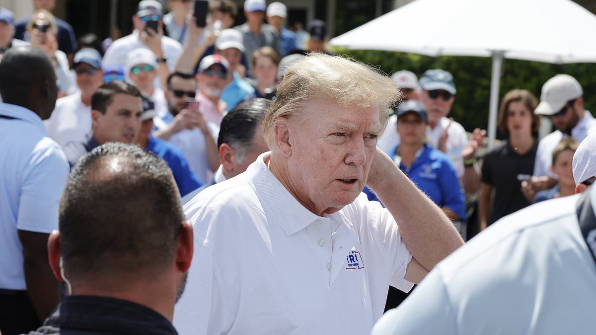 Donald Trump delights the crowds at LIV Golf Miami as he arrives at his Doral course to watch final day... and the former President was pleased to see us too: 'I love the Daily Mail!'