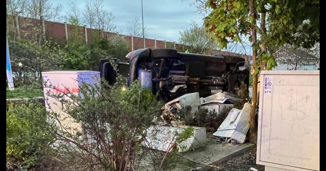 Man hospitalized after crashing into AT&T box