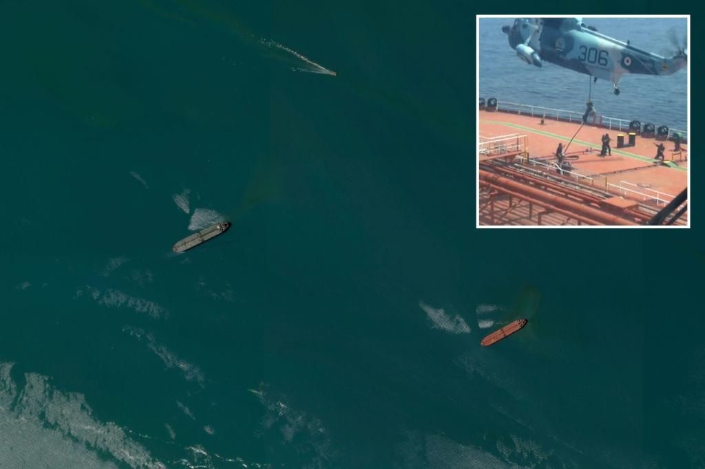 Satellite photos reveal oil tankers seized by Iran anchored off port city