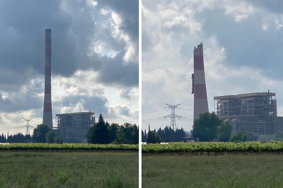 VIDEO. Découvrez les images impressionnantes du dynamitage de la cheminée géante d'Aramon dans le Gard