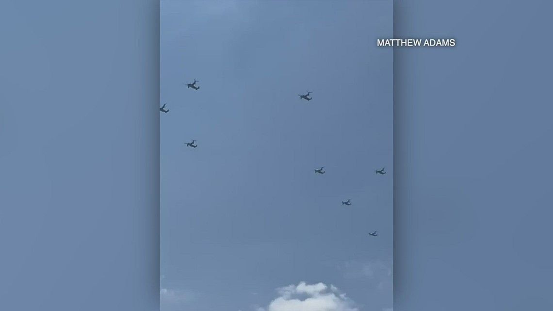 Marine squadron returns from deployment in flyover of San Diego