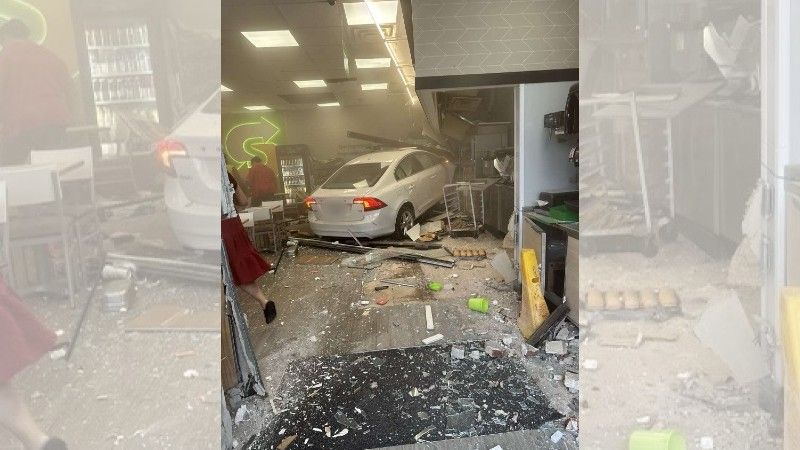 6 injured after car crashes into Smithfield sandwich shop