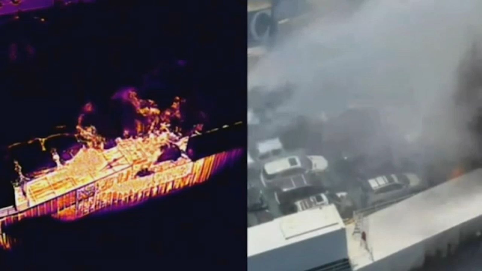 Fire still burning on cargo ship at Port Newark that killed 2 firefighters