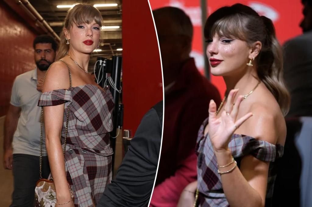 Taylor Swift arrives for Travis Kelce's Chiefs game vs. Saints