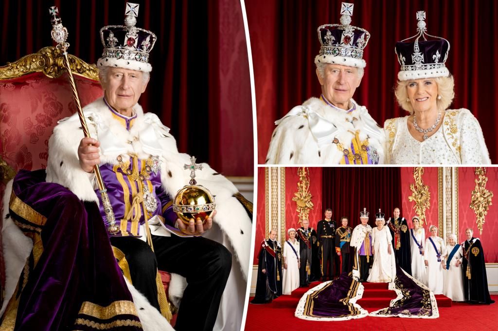 King Charles III and Queen Camilla pose for official royal portraits