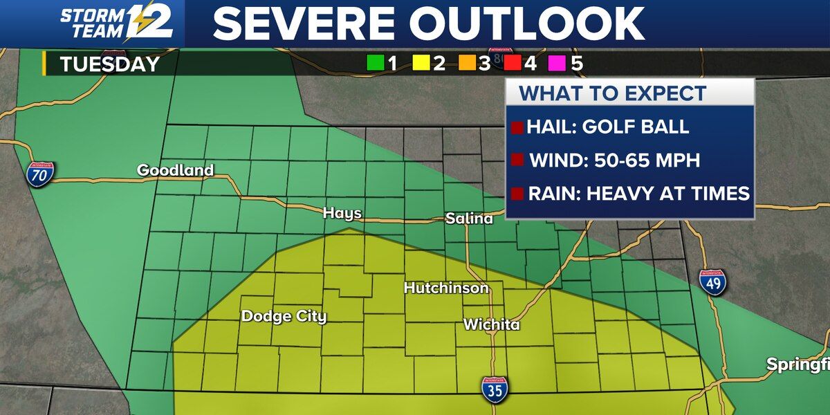 Severe risk returns to Kansas on Tuesday