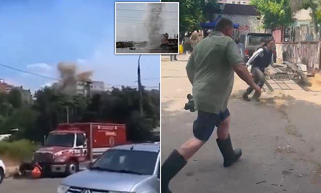 Putin bombs fleeing flood victims: Huge blast strikes Kherson as people evacuate