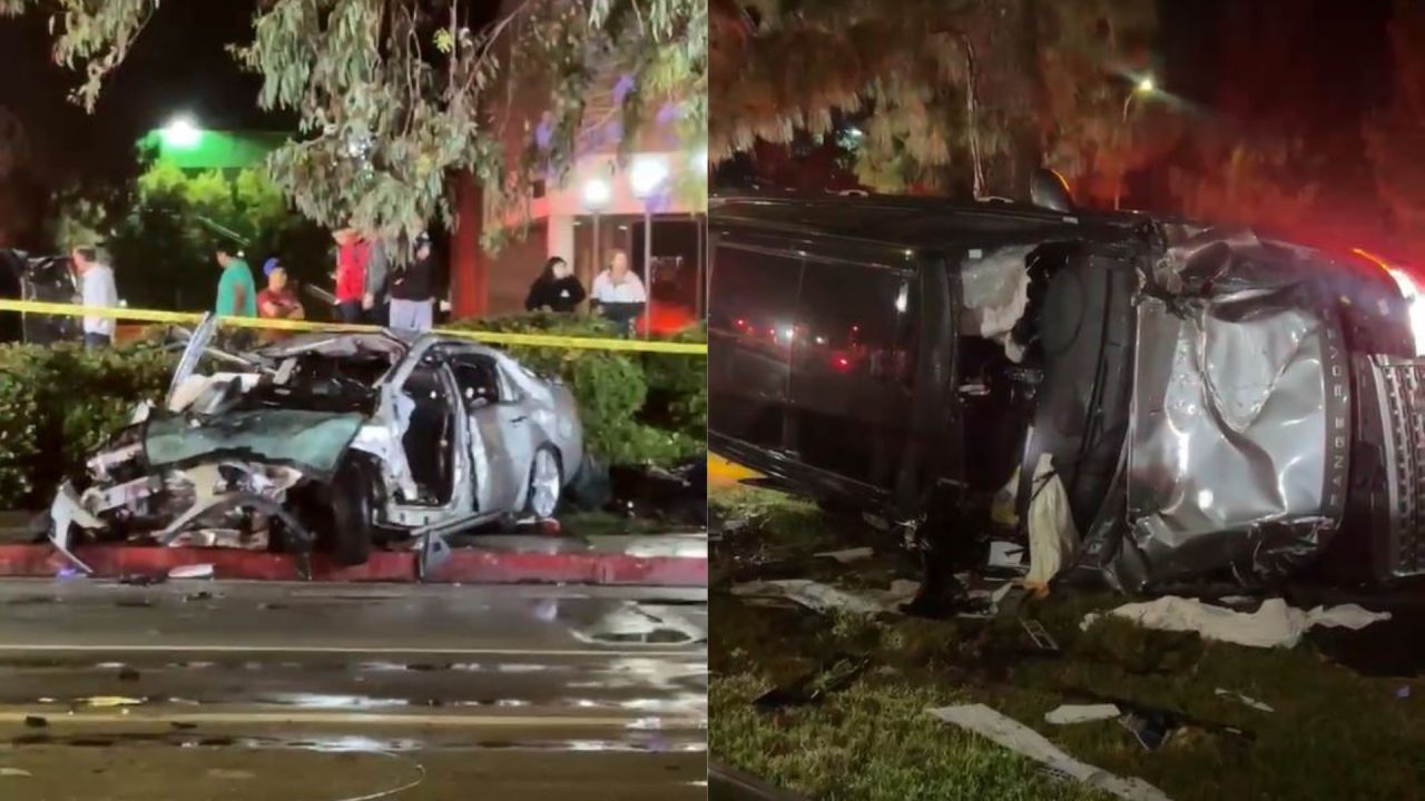 4 hospitalized in violent Woodland Hills crash