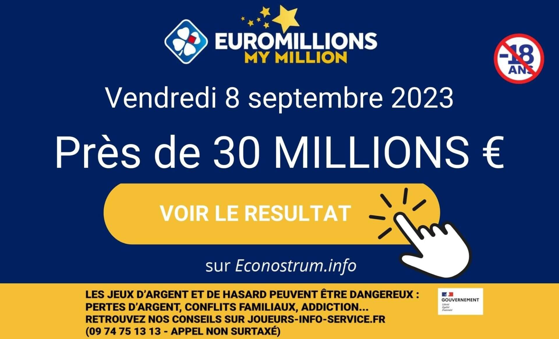 Résultats de l'EuroMillions de la FDJ du vendredi 8 septembre