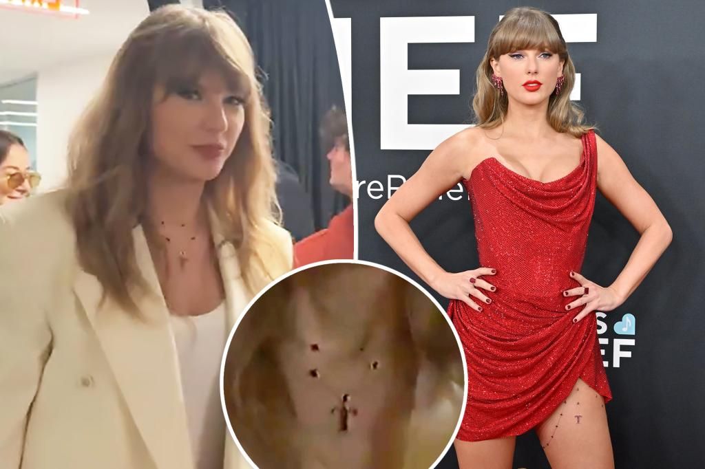 Taylor Swift hits Super Bowl 2025 rewearing ruby 'T' charm from Grammys