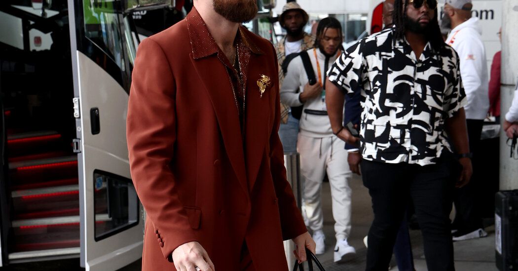 Super Bowl Tunnel Walk: Travis Kelce, Jalen Hurts and More Arrive in Fashion