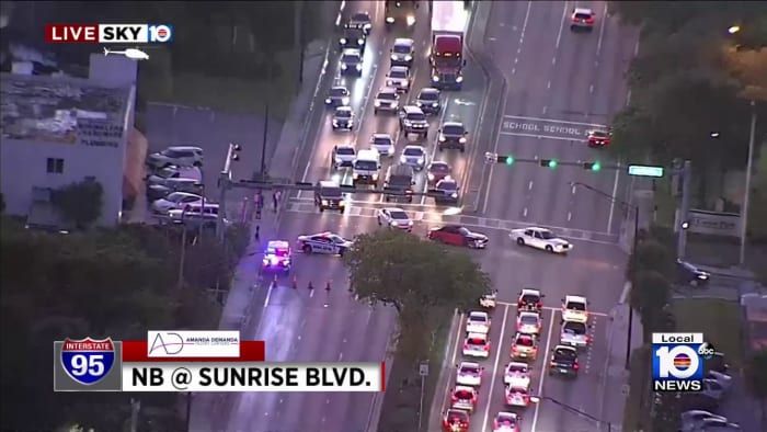 Traffic alert: Police activity blocks access to I-95 NB at Sunrise Boulevard