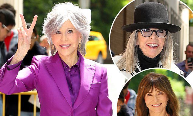 Jane Fonda re-wears her favorite purple power suit to pre-tape The View in NY with Book Club costars