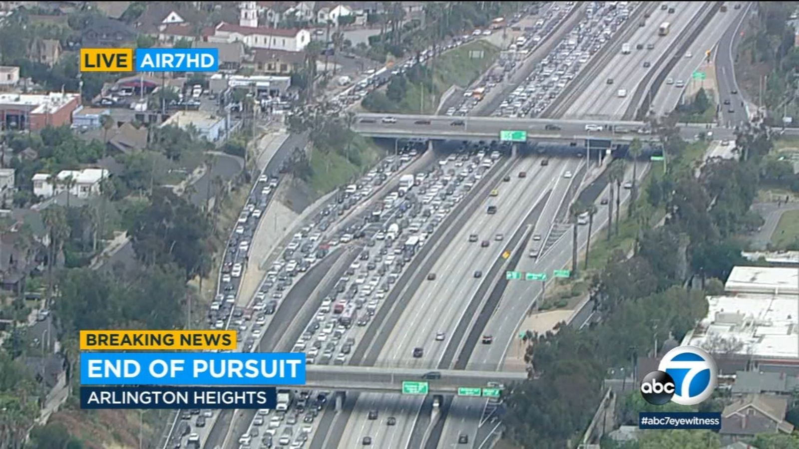 10 Freeway shut down near DTLA after police chase ends in crash