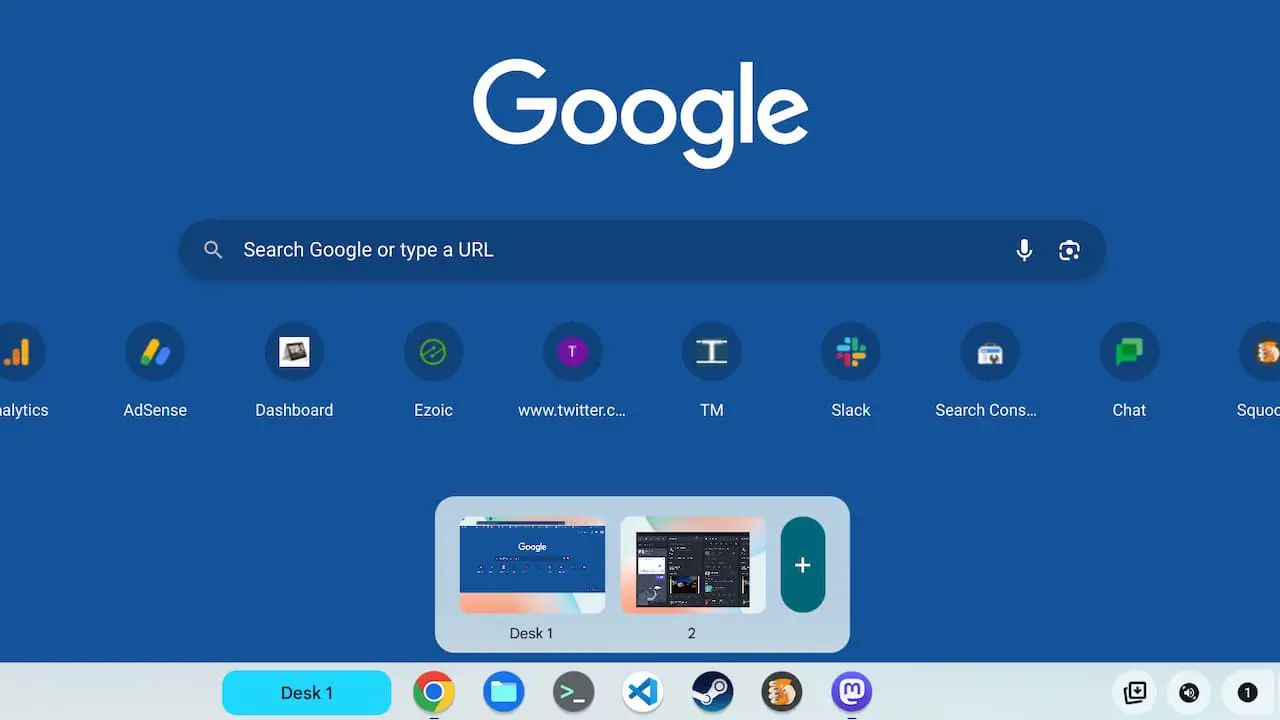 ChromeOS 116 adds a Virtual Desks button to the Shelf