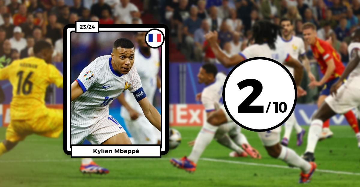 Les notes des Bleus après Espagne-France : Mbappé passe (encore) au travers, Dembélé aussi, Rabiot tout mou