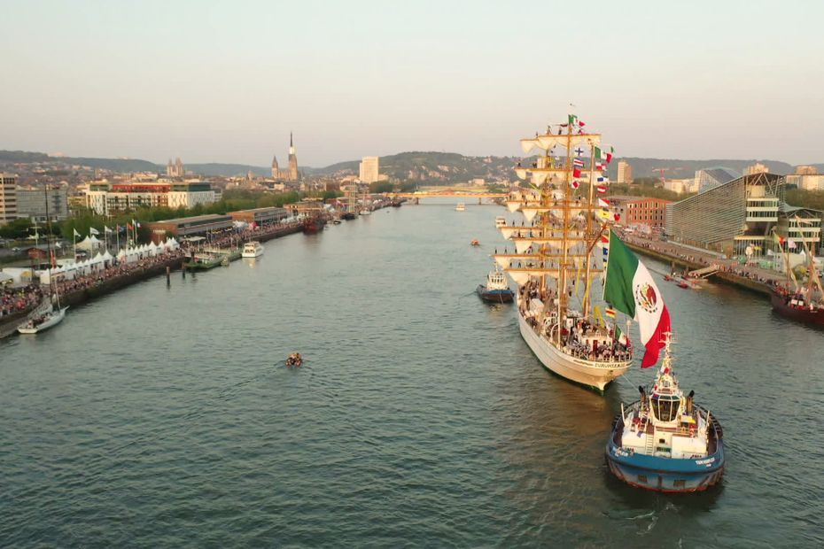 VIDEOS. Armada de Rouen 2023 : la majestueuse arrivée du Belem, du Cuauhtémoc et de l'Atlantis