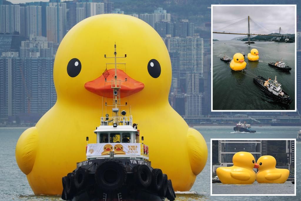 Florentijn Hofman's 'Double Duck' deflates in Hong Kong