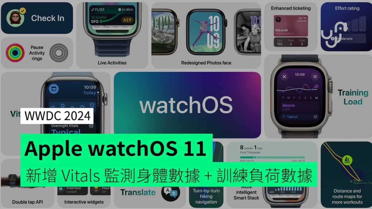 【WWDC2024】Apple watchOS 11 新增 Vitals 監測身體數據 + 訓練負荷數據