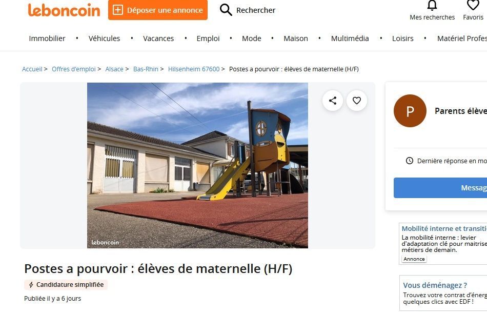 A Hilsenheim, " il manque 2,5 élèves " et des parents espèrent les trouver sur Leboncoin