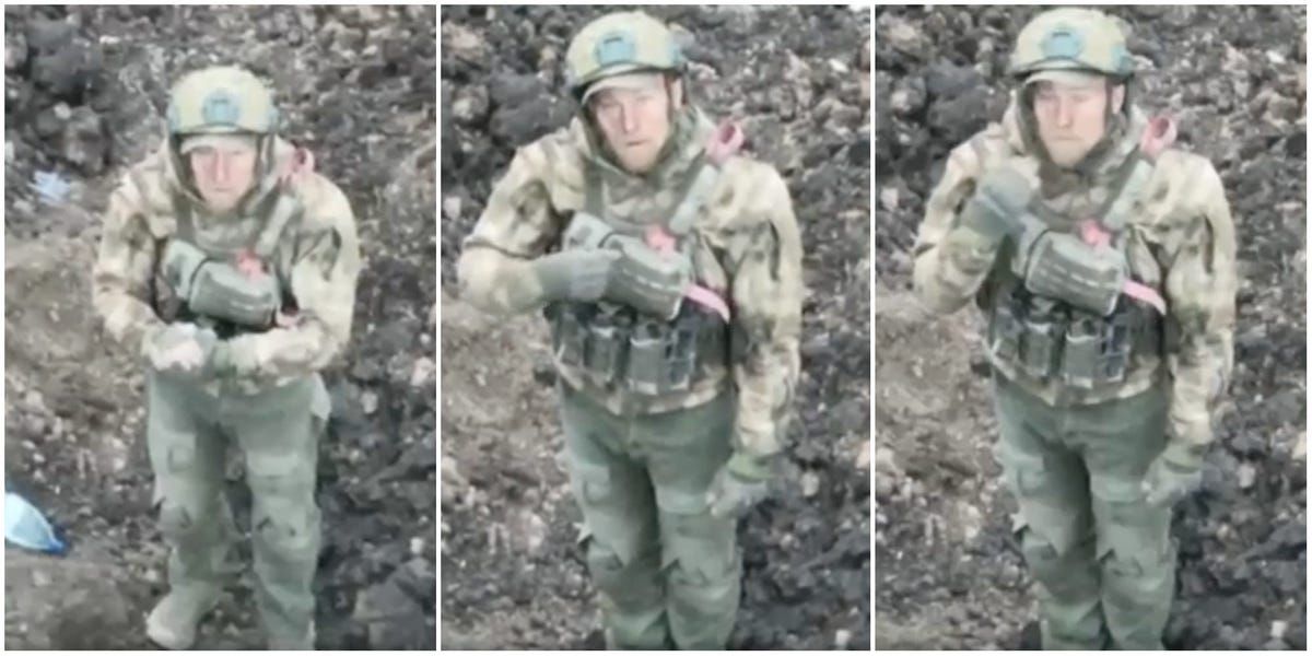 Russia Soldier Shot at by Own Troops During Surrender to Drone