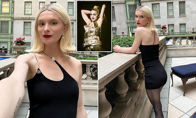 Trans influencer Dylan Mulvaney shows off stunning new platinum hairdo in 90s-style black dress