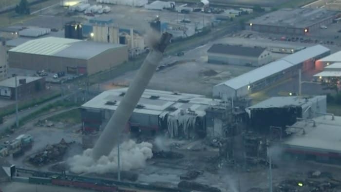 Fire in the hole! Infamous smokestack in Detroit successfully demolished